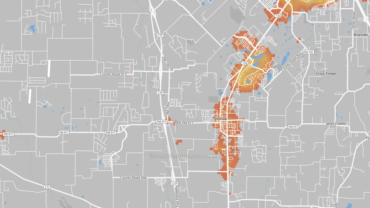 Bike Grade map of Joshua, TX