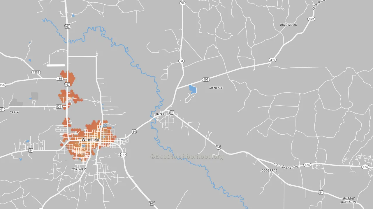 Bike Grade map of Joyce, LA
