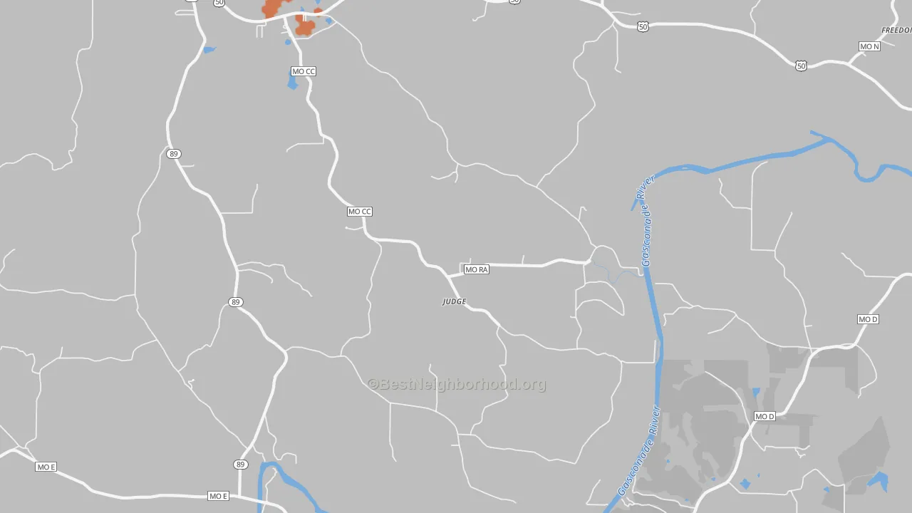 Bike Grade map of Judge, MO