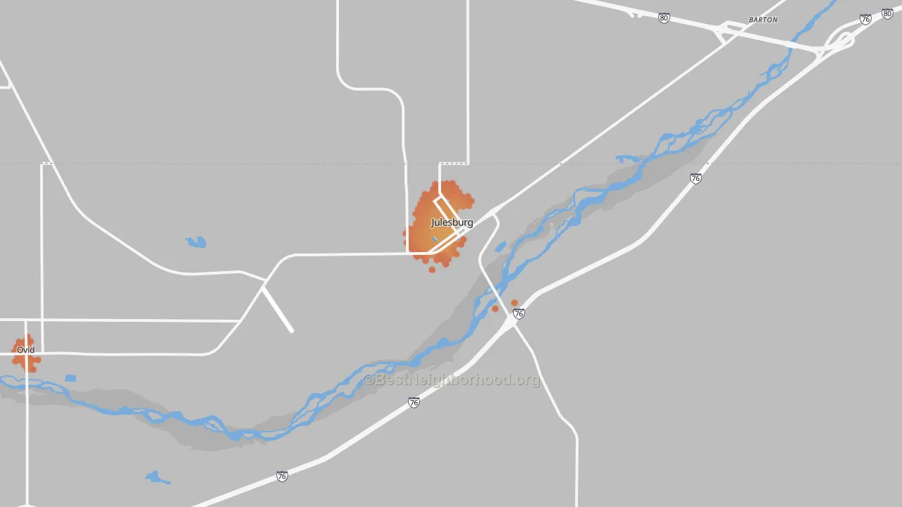 Bike Grade map of Julesburg, CO