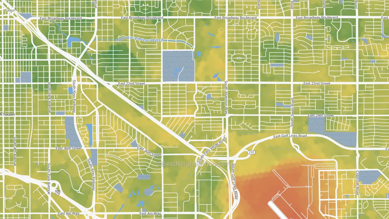 Bike Grade map of Julia Keen, Tucson, AZ