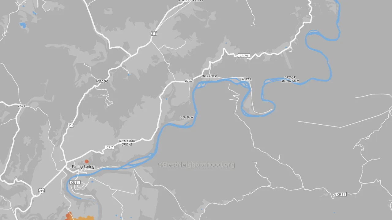 Bike Grade map of Julia, WV
