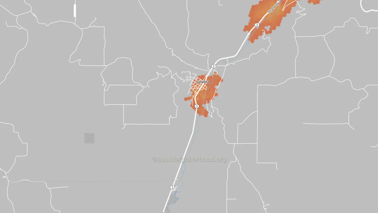 Bike Grade map of Juliaetta, ID