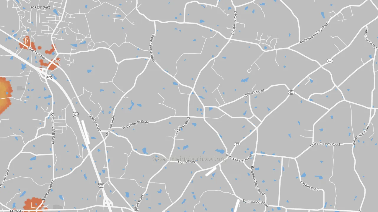 Bike Grade map of Julian, NC