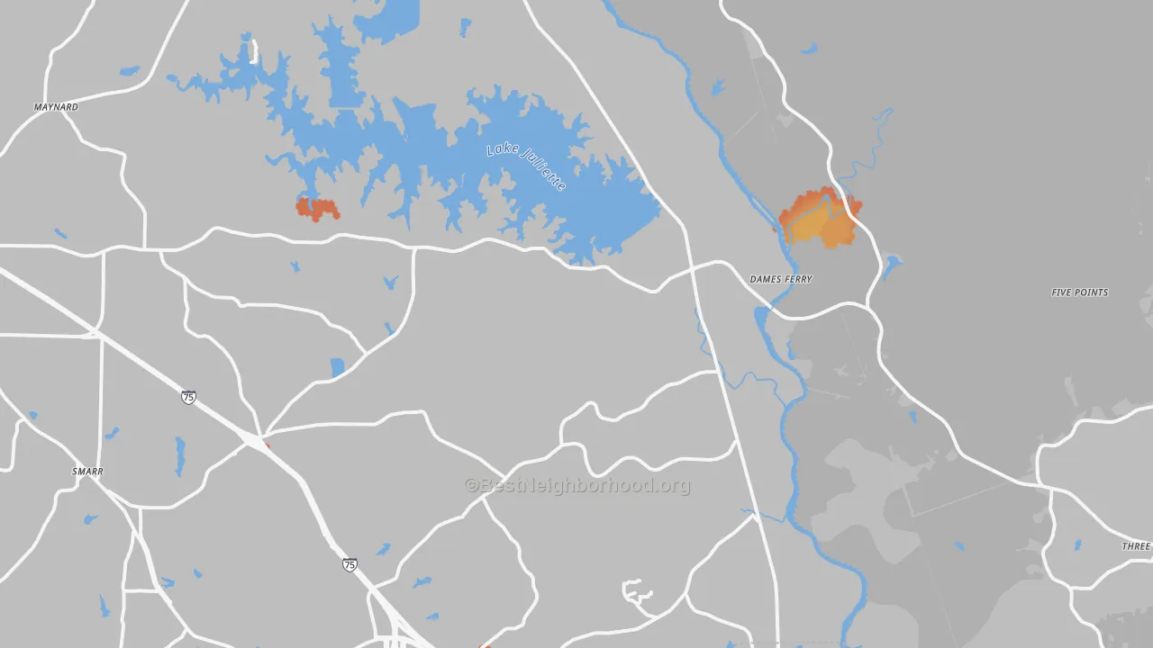 Bike Grade map of Juliette, GA