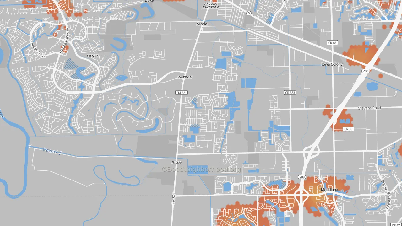 Bike Grade map of Juliff, TX