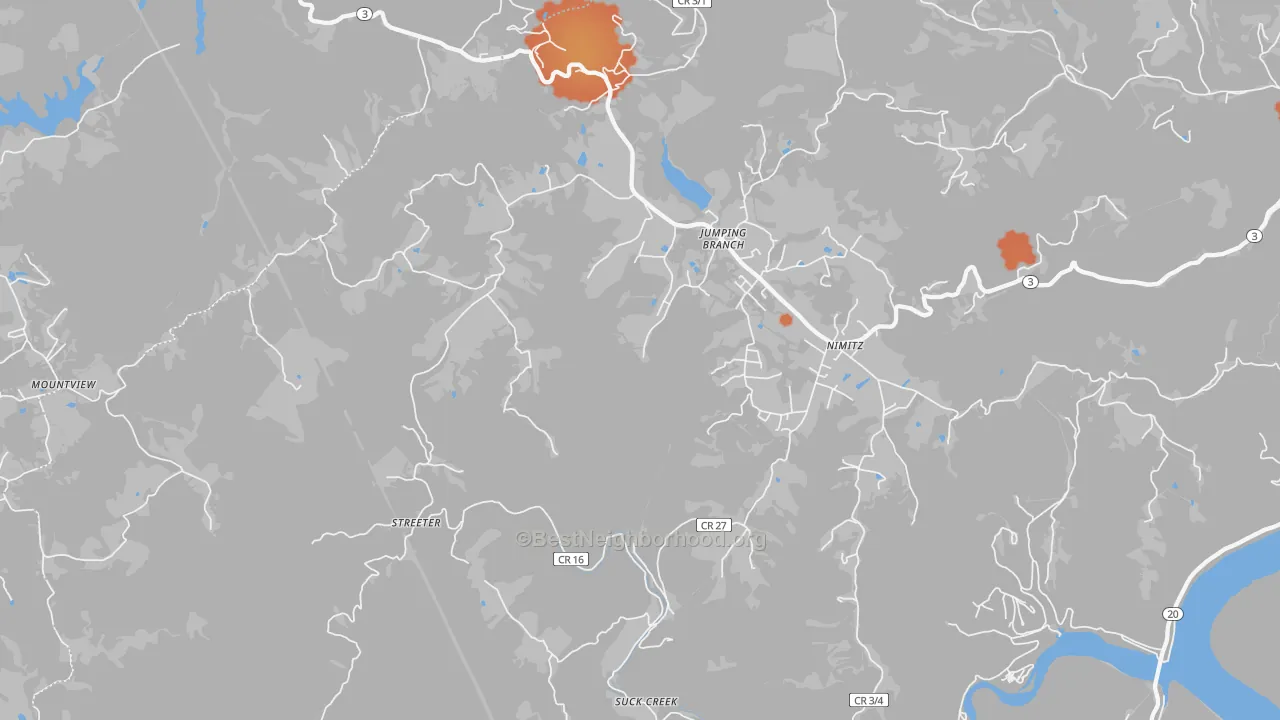 Bike Grade map of Jumping Branch, WV