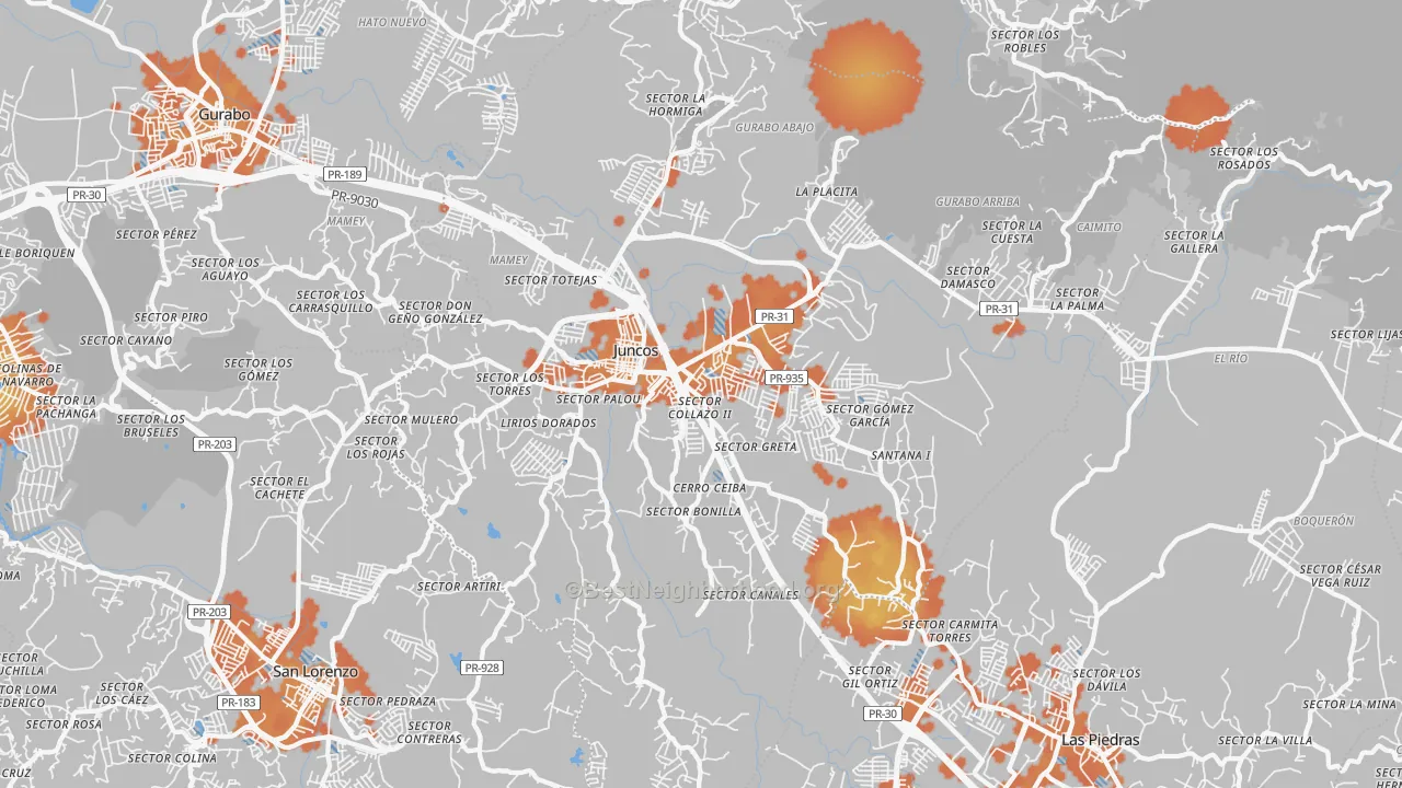 Bike Grade map of Juncos Municipio, PR
