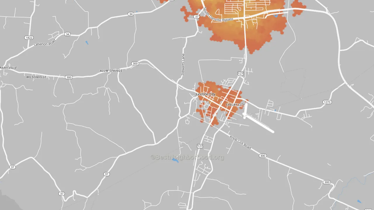 Bike Grade map of Junction City, KY