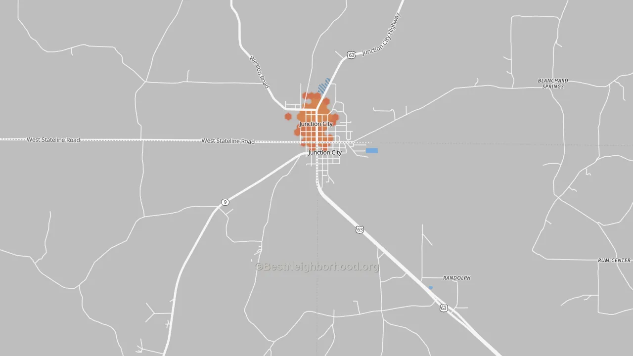 Bike Grade map of Junction City, LA