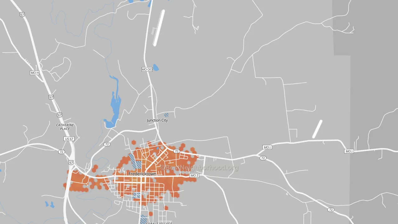 Bike Grade map of Junction City, MO