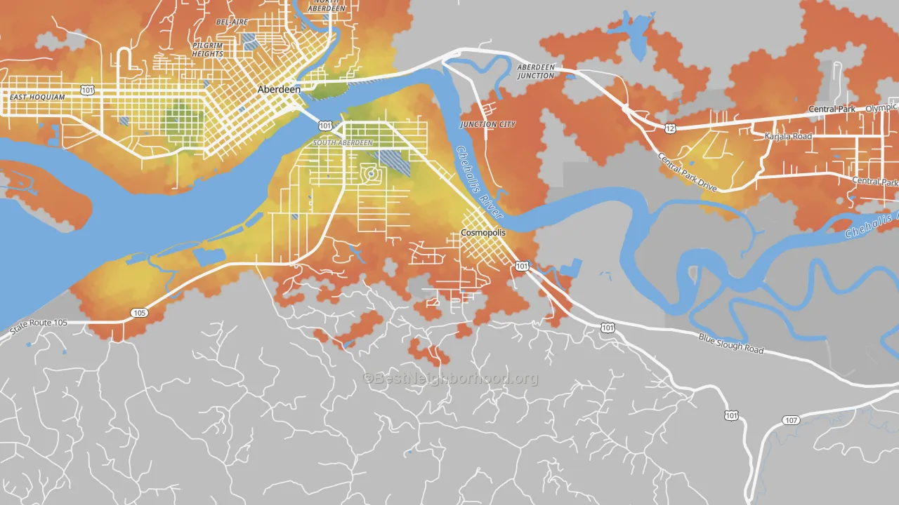 Bike Grade map of Junction City, WA