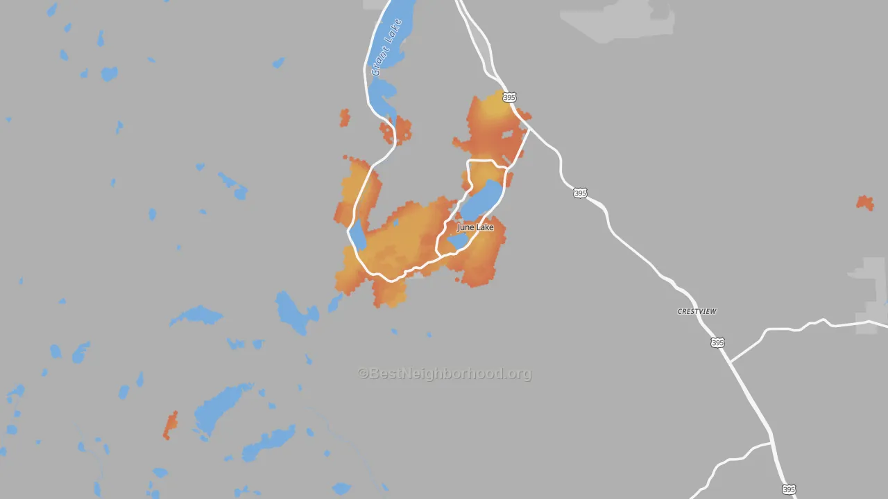 Bike Grade map of June Lake, CA