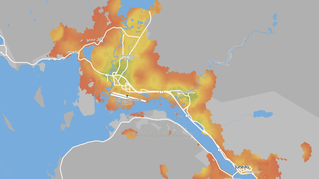 Bike Grade map of Juneau City and Borough, AK