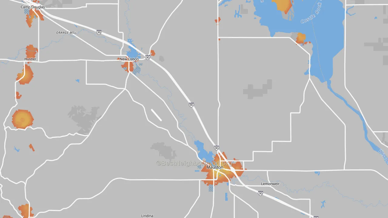 Bike Grade map of Juneau County, WI