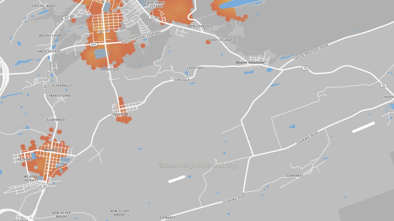 Bike Grade map of Junedale, PA