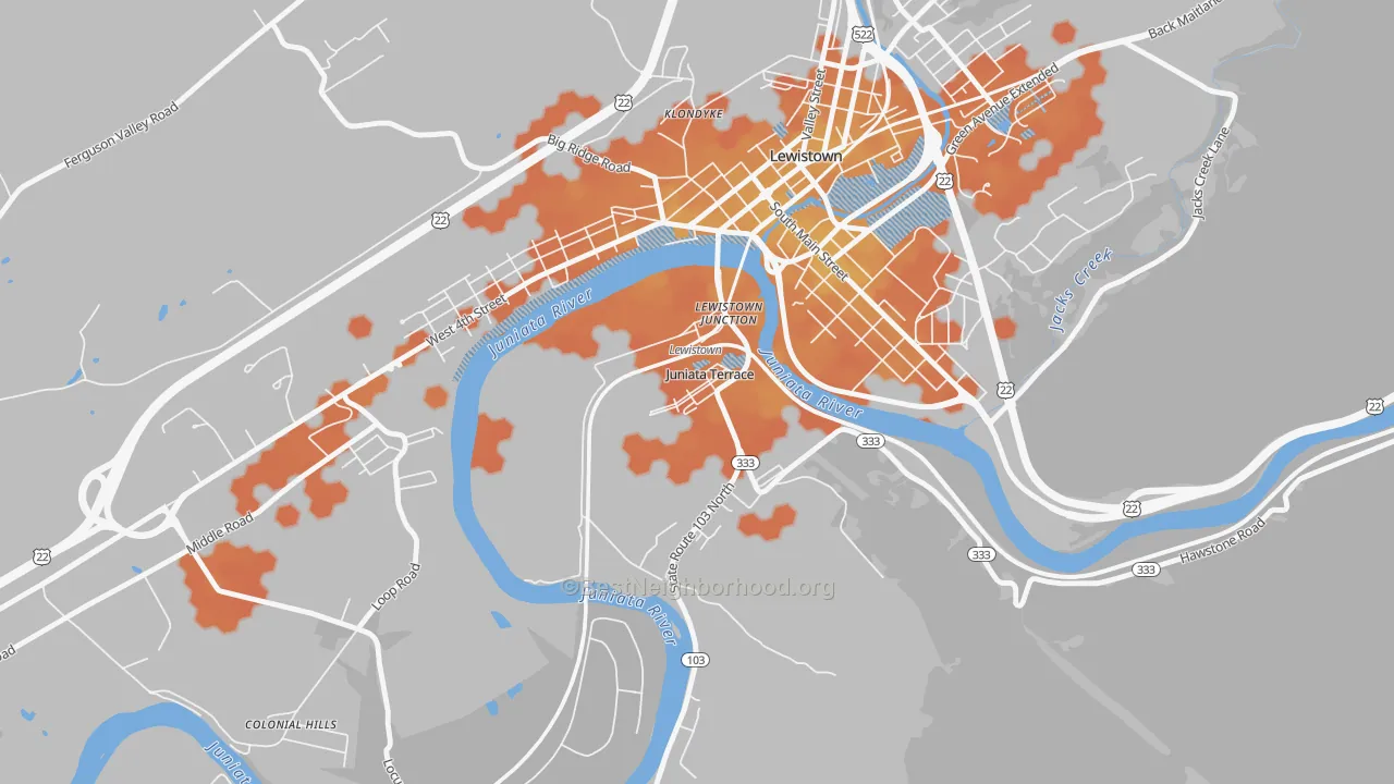 Bike Grade map of Juniata Terrace, PA