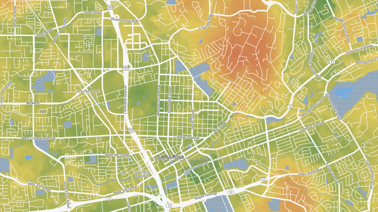 Bike Grade map of Junior College Neighborhood Assc., Santa Rosa, CA