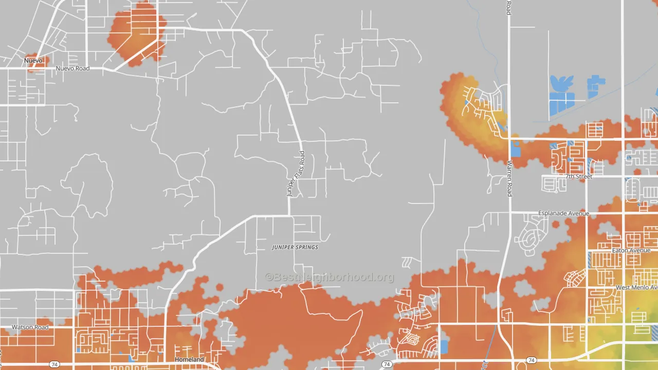 Bike Grade map of Juniper Springs, CA