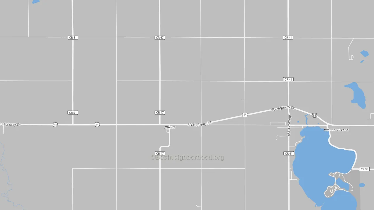 Bike Grade map of Junius, SD