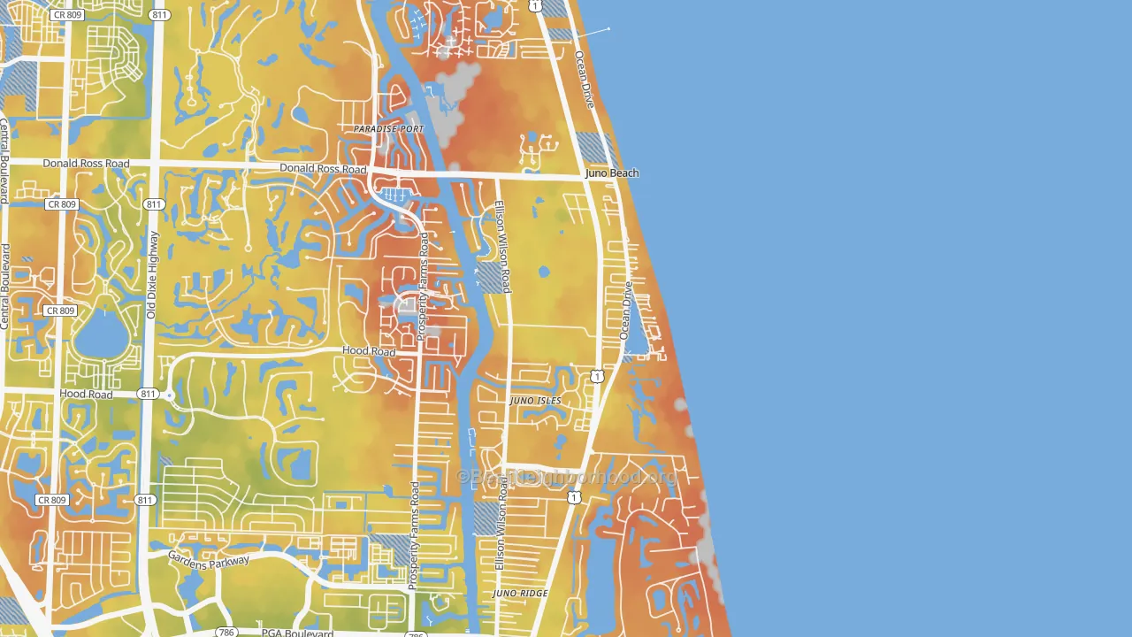 Bike Grade map of Juno Beach, FL