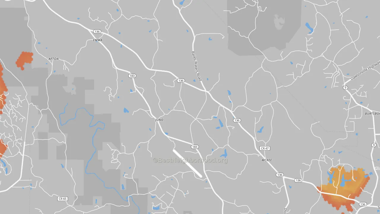 Bike Grade map of Juno, GA