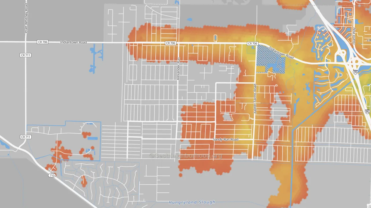 Bike Grade map of Jupiter Farms, FL