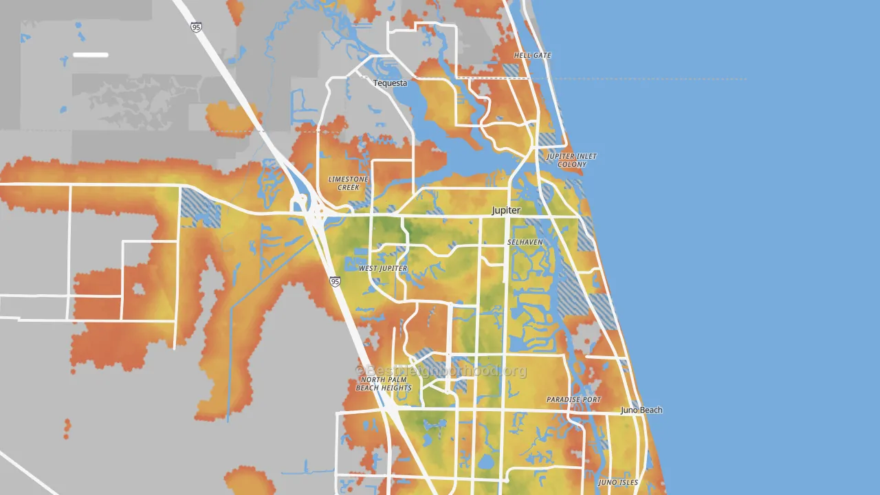 Bike Grade map of Jupiter, FL