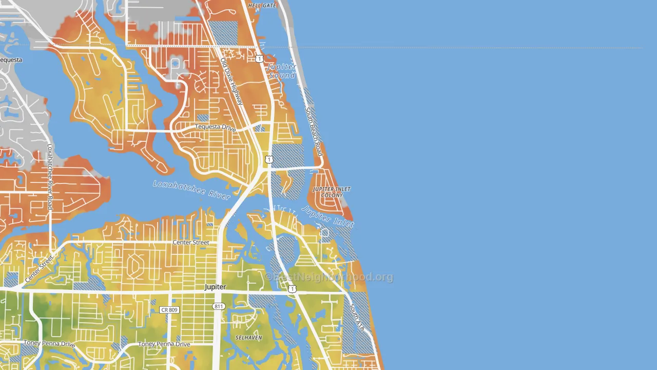 Bike Grade map of Jupiter Inlet Colony, FL