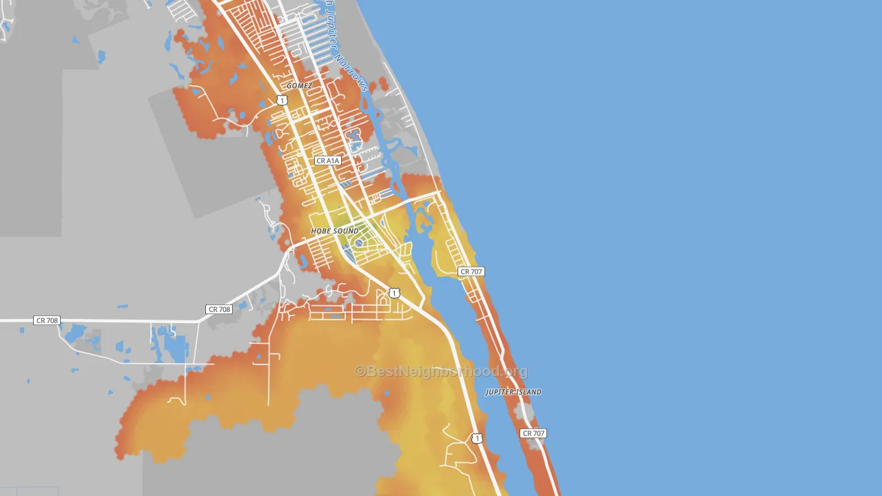 Bike Grade map of Jupiter Island, FL