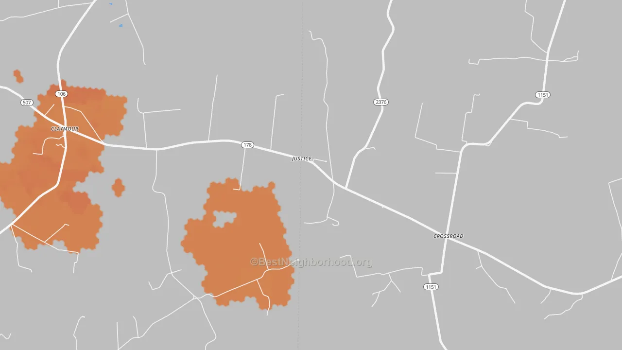Bike Grade map of Justice, KY