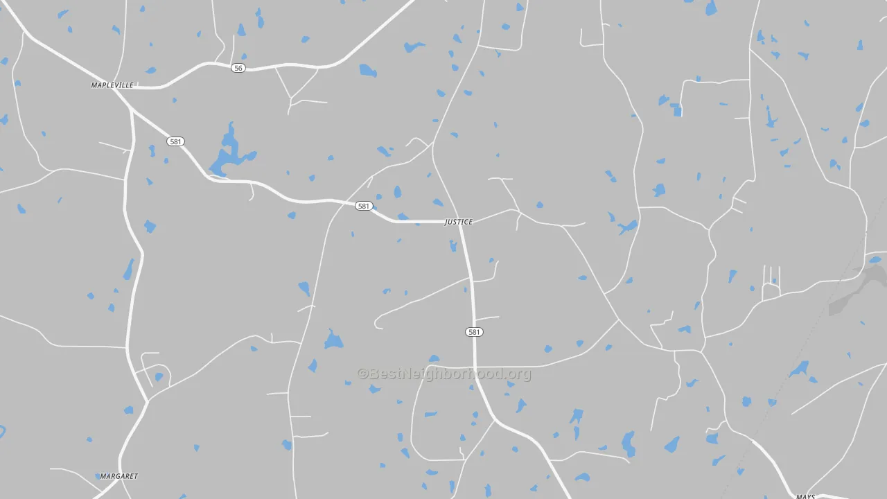 Bike Grade map of Justice, NC