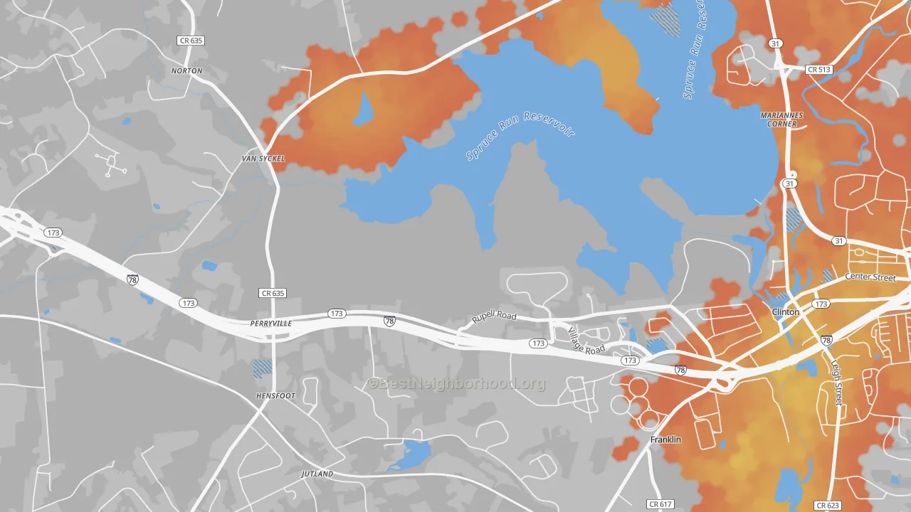 Bike Grade map of Jutland, NJ