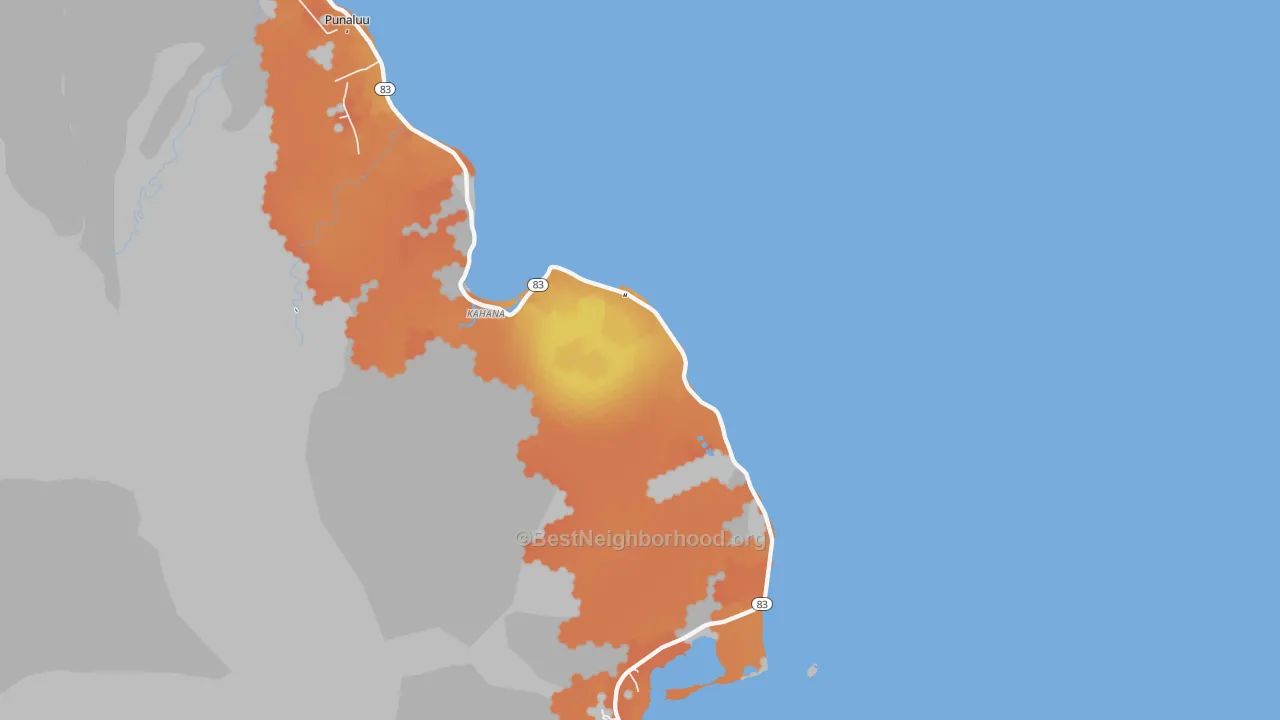 Bike Grade map of Kaaawa, HI