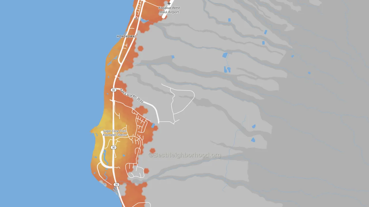 Bike Grade map of Kaanapali, HI
