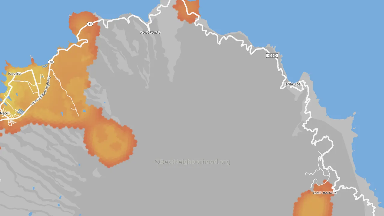 Bike Grade map of Kahakuloa, HI