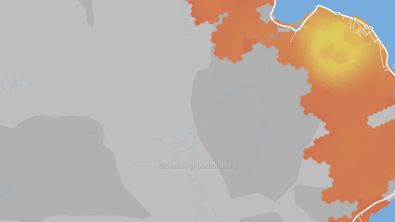 Bike Grade map of Kahana, HI
