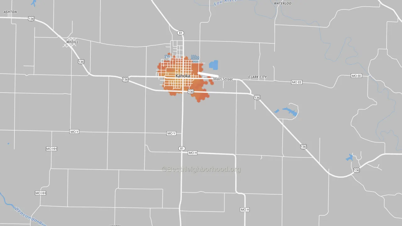 Bike Grade map of Kahoka, MO