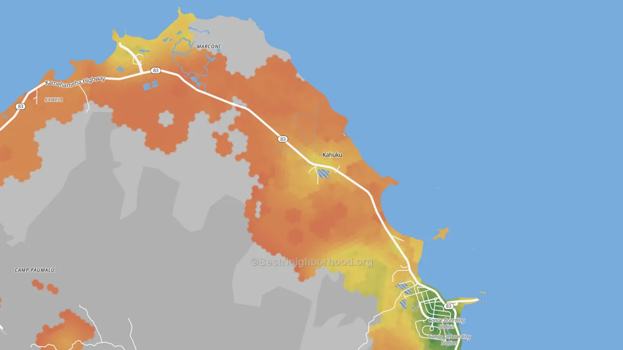 Bike Grade map of Kahuku, HI