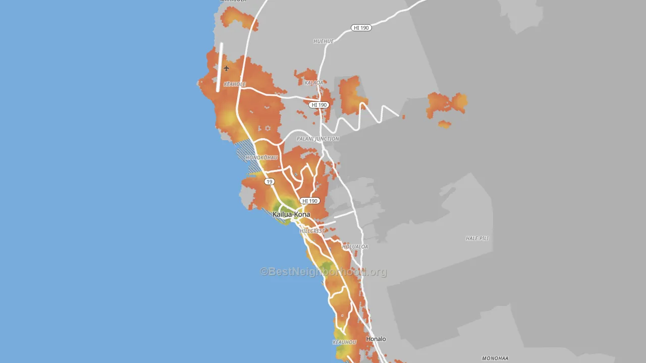 Bike Grade map of Kailua-Kona, HI
