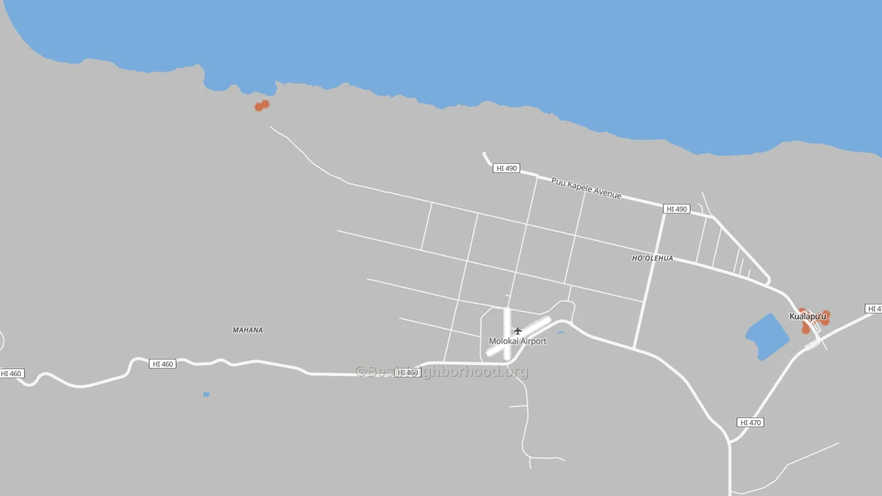 Bike Grade map of Kalae, HI