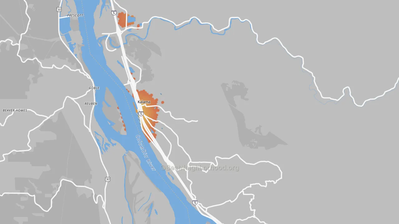 Bike Grade map of Kalama, WA