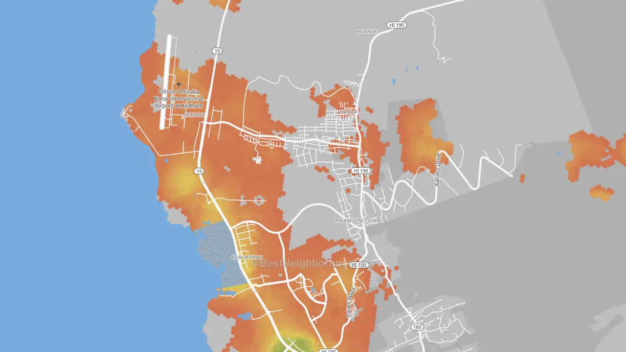 Bike Grade map of Kalaoa, HI