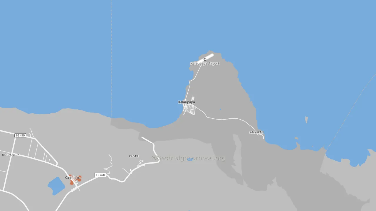 Bike Grade map of Kalawao County, HI