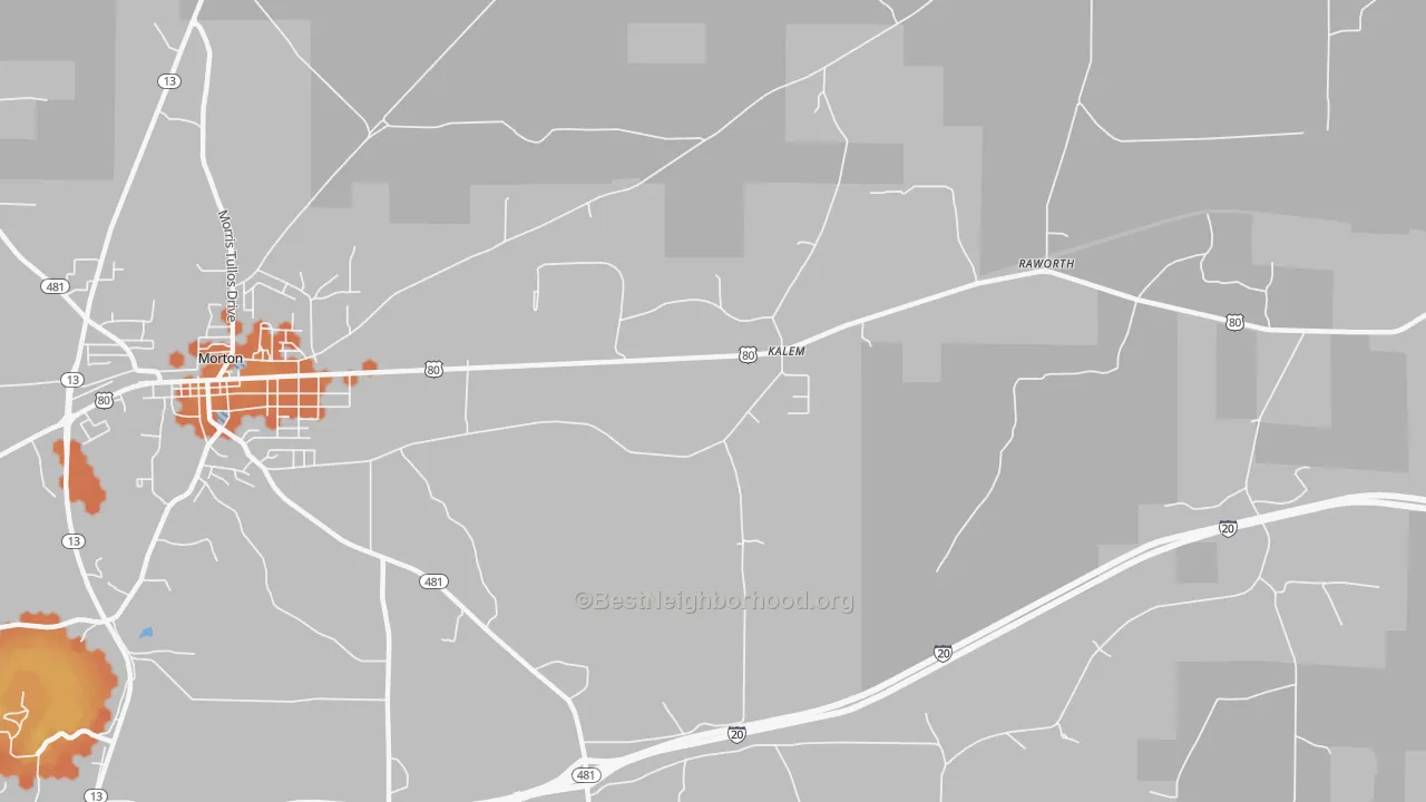 Bike Grade map of Kalem, MS