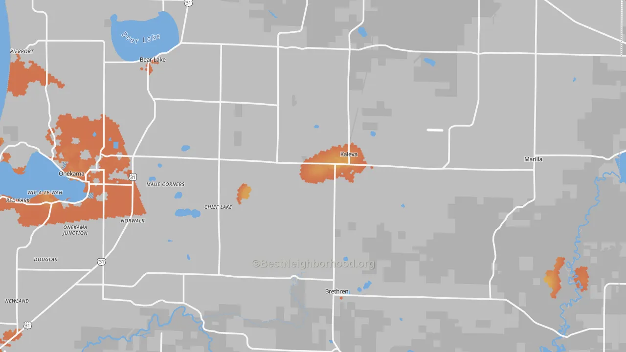 Bike Grade map of Kaleva, MI