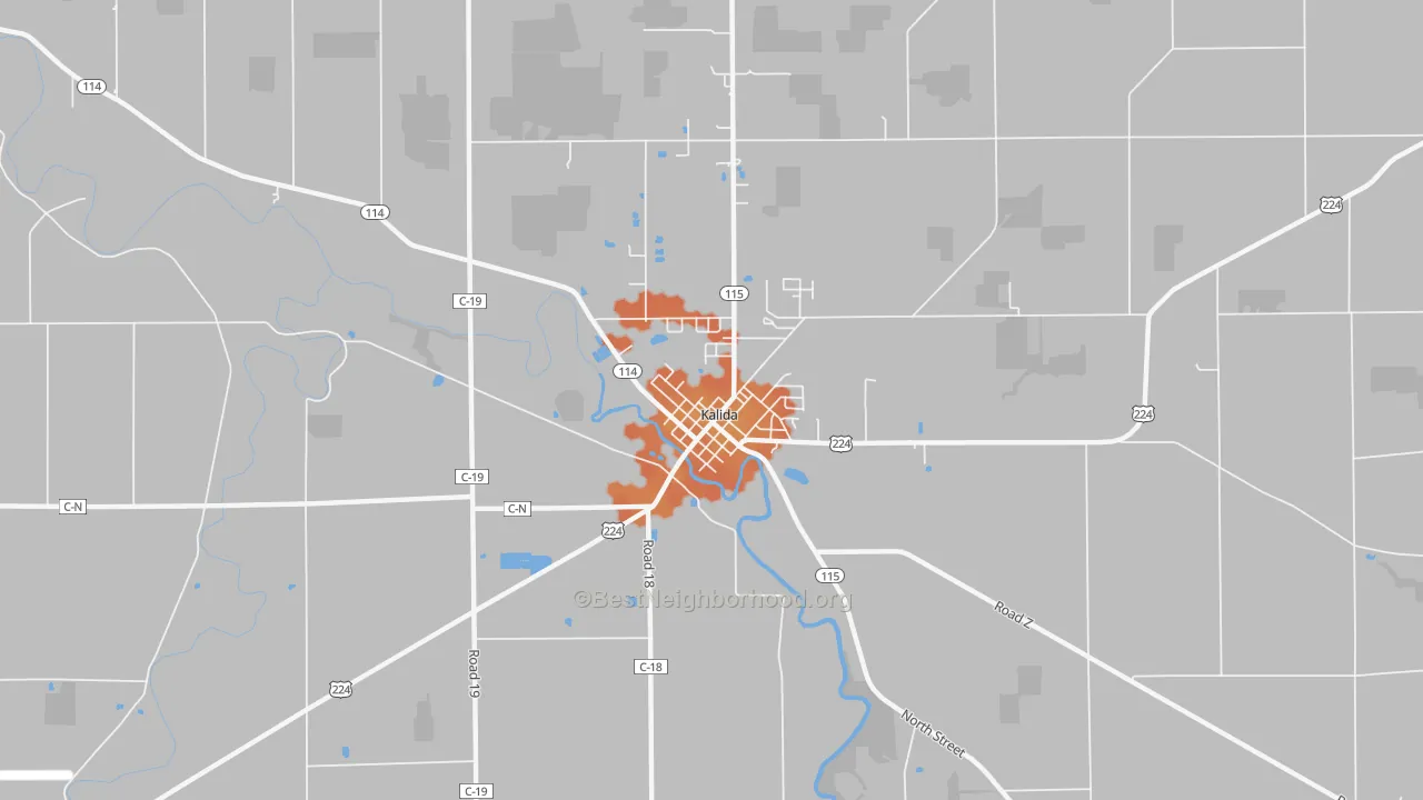 Bike Grade map of Kalida, OH
