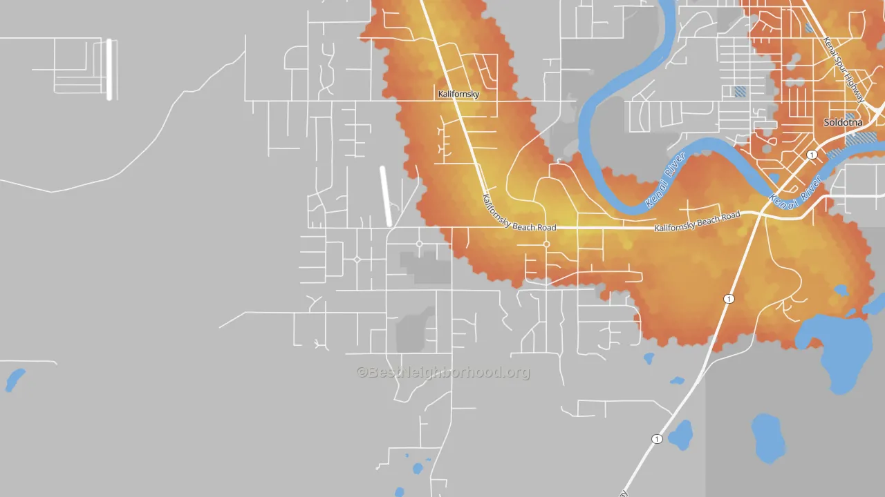 Bike Grade map of Kalifornsky, AK