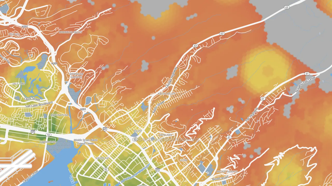 Bike Grade map of Kalihi Valley, Honolulu, HI