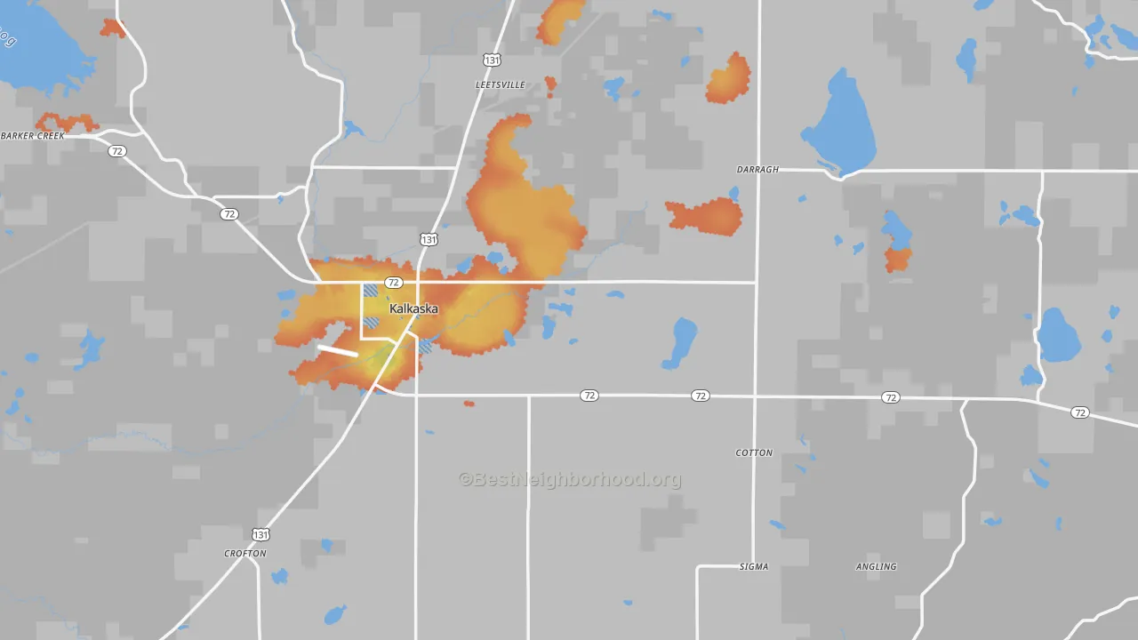 Bike Grade map of Kalkaska, MI